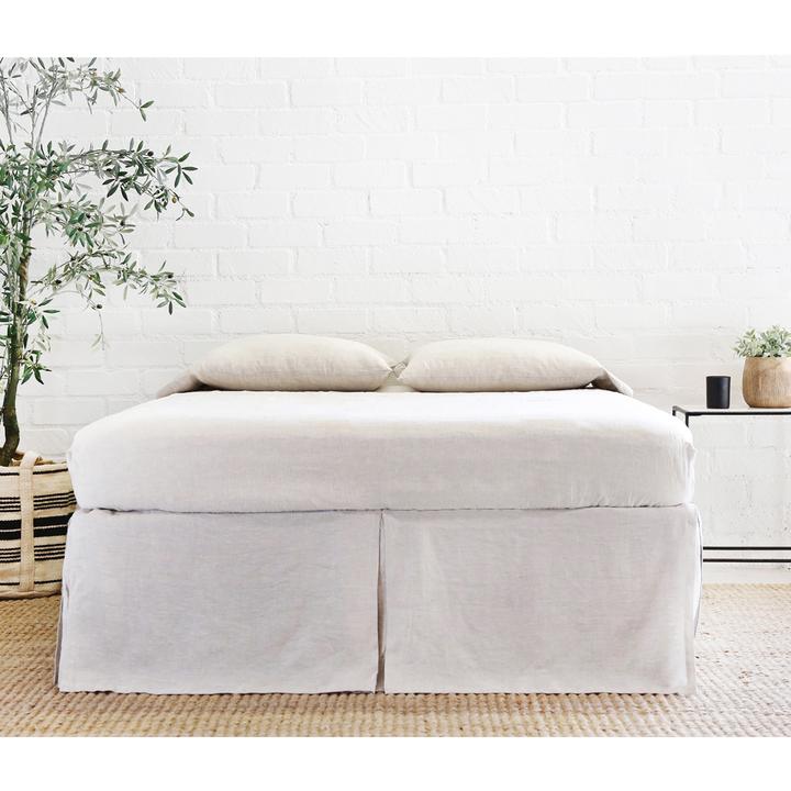 media image for Pleated Linen Bedskirt in Flax 259