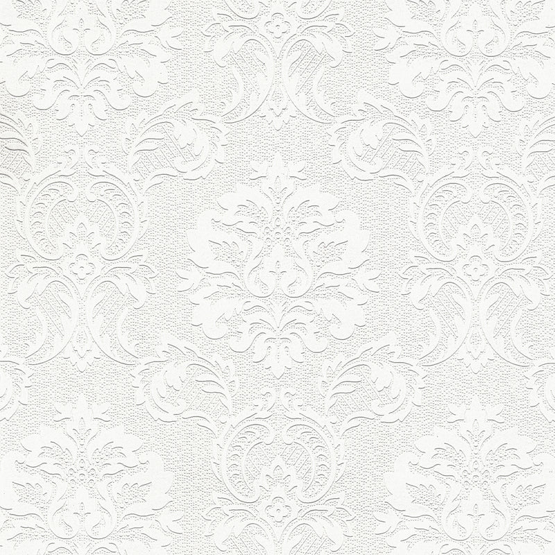 media image for Plouf White Damask Paintable Wallpaper by Brewster Home Fashions 254