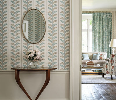 product image for Signature Plumier Aqua/Beige Wallpaper by Nina Campbell 94