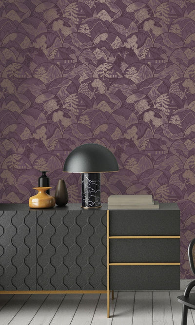 product image for Tropical Oriental Plum Metallic Wallpaper by Walls Republic 66