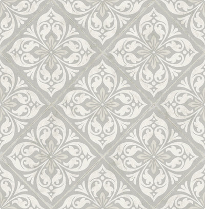 product image for Plumosa Tile Wallpaper in Cove Grey and Silver from the Luxe Retreat Collection by Seabrook Wallcoverings 64
