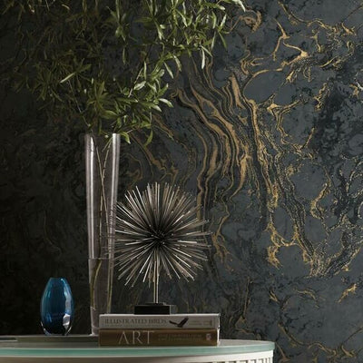 product image for Polished Marble Wallpaper in Black from the Ronald Redding 24 Karat Collection by York Wallcoverings 95