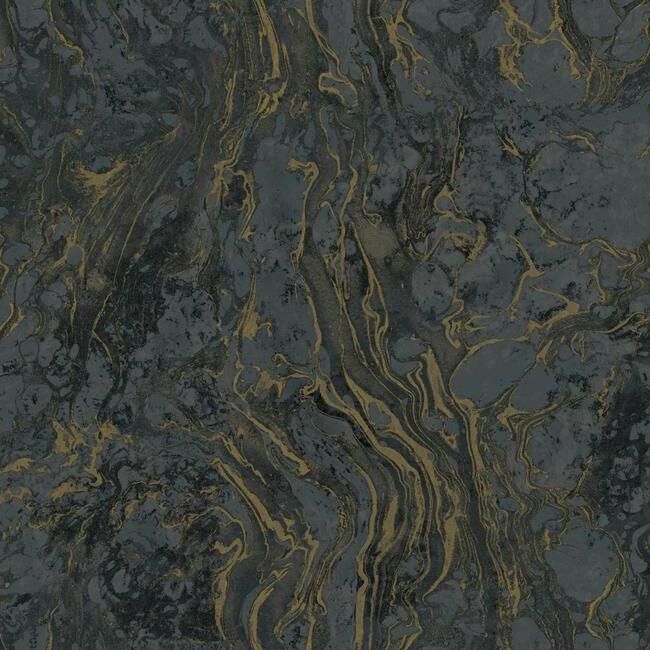 media image for Polished Marble Wallpaper in Black from the Ronald Redding 24 Karat Collection by York Wallcoverings 248