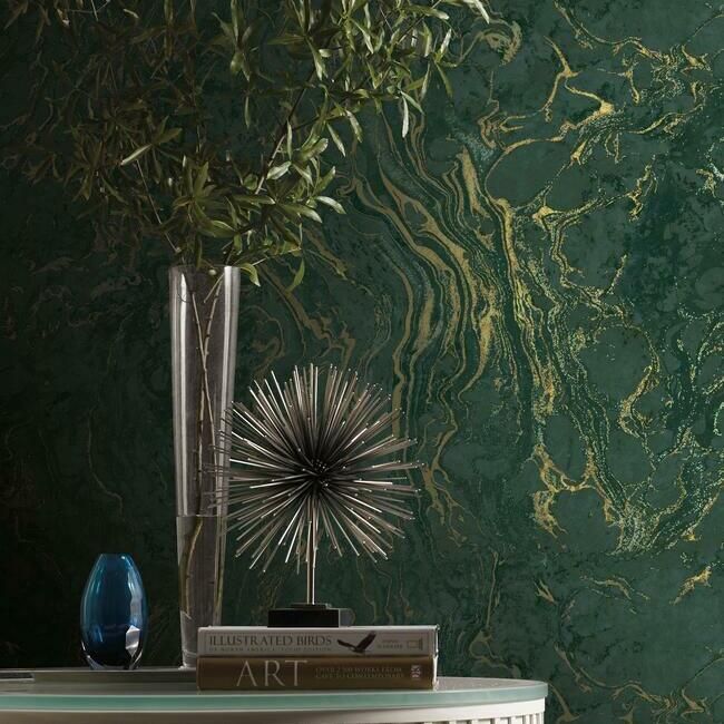 media image for Polished Marble Wallpaper in Green from the Ronald Redding 24 Karat Collection by York Wallcoverings 211