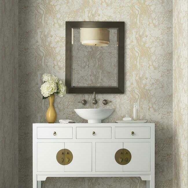 media image for Polished Marble Wallpaper in Taupe from the Ronald Redding 24 Karat Collection by York Wallcoverings 243