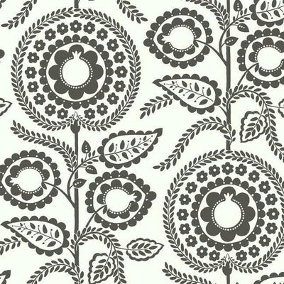 product image of sample pomegranate bloom wallpaper in black and white from the silhouettes collection by york wallcoverings 1 529