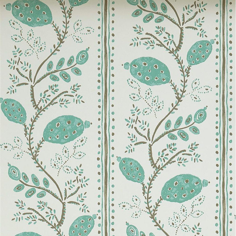 media image for Pomegranate Trail Wallpaper in Aqua and Taupe from the Ashdown Collection by Nina Campbell for Osborne & Little 224