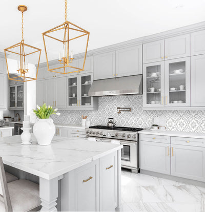 product image for Porto Tile Peel-and-Stick Wallpaper in Harbor Mist from the Luxe Haven Collection by Lillian August 2