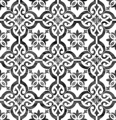 product image of sample porto tile peel and stick wallpaper in onyx from the luxe haven collection by lillian august 1 589
