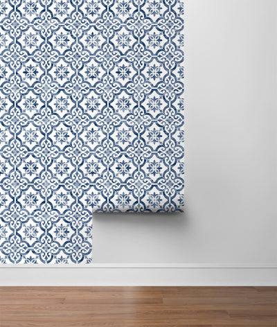 product image for Porto Tile Peel-and-Stick Wallpaper in Riviera Blue from the Luxe Haven Collection by Lillian August 39