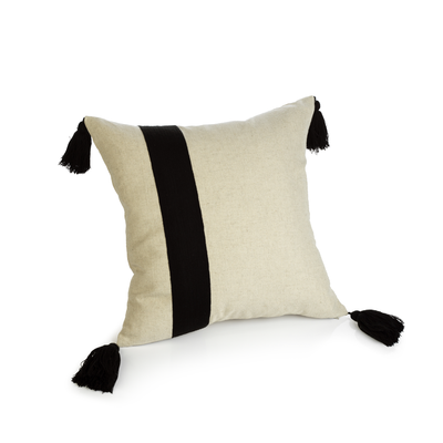 product image for Positano Black Embroidered Throw Pillow with Tassels in Various Sizes 89