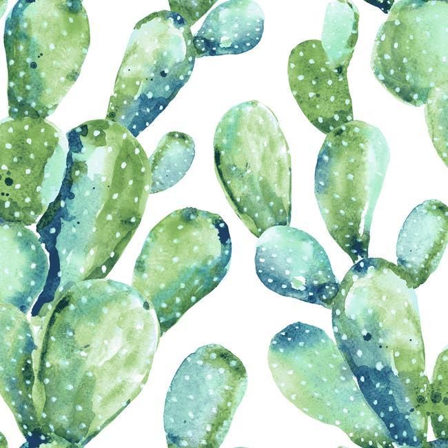 media image for Prickly Pear Cactus Peel & Stick Wallpaper in Blue by RoomMates for York Wallcoverings 277
