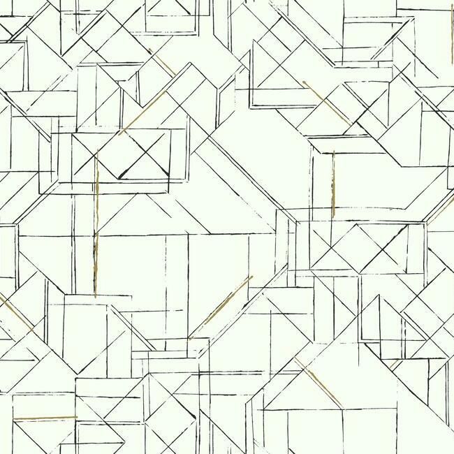 media image for Prism Schematics Peel & Stick Wallpaper in Black and Gold by York Wallcoverings 278