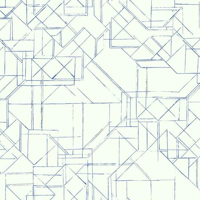 media image for sample prism schematics peel stick wallpaper in cobalt and silver by york wallcoverings 1 225