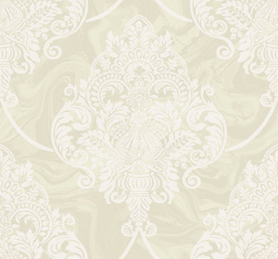product image of Puff Damask Wallpaper in Metallic and Off-White from the Casa Blanca II Collection by Seabrook Wallcoverings 561