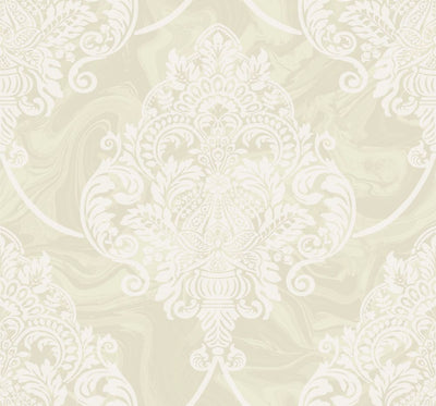 product image of sample puff damask wallpaper in metallic and off white from the casa blanca ii collection by seabrook wallcoverings 1 529