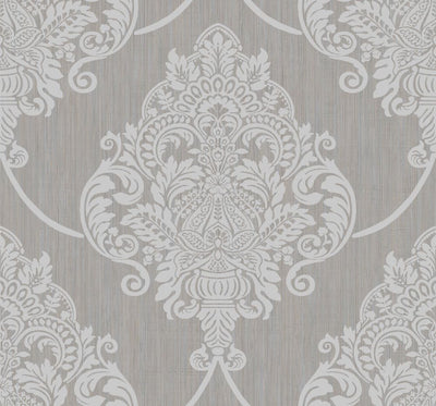 product image for Puff Damask Wallpaper in Silver Glitter and Tan from the Casa Blanca II Collection by Seabrook Wallcoverings 25