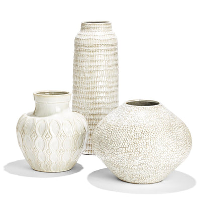 product image of Beige On Beige Artisan Vase Set Of 3 By Tozai Qjb002 S3 1 580