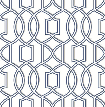 product image of sample quantum blue trellis wallpaper from the symetrie collection by brewster home fashions 1 557