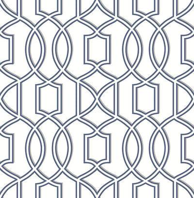 product image of sample quantum blue trellis wallpaper from the symetrie collection by brewster home fashions 1 53