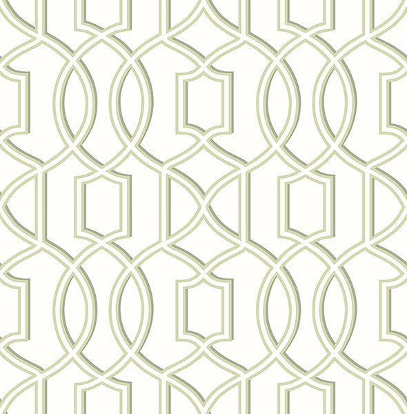 media image for sample quantum green trellis wallpaper from the symetrie collection by brewster home fashions 1 278