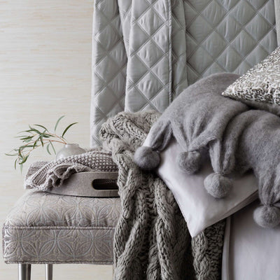 product image for quilted silken solid grey coverlet by annie selke pc908 fq 3 8
