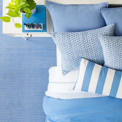 product image for quinn french blue cotton blanket by annie selke pc423 fq 2 54