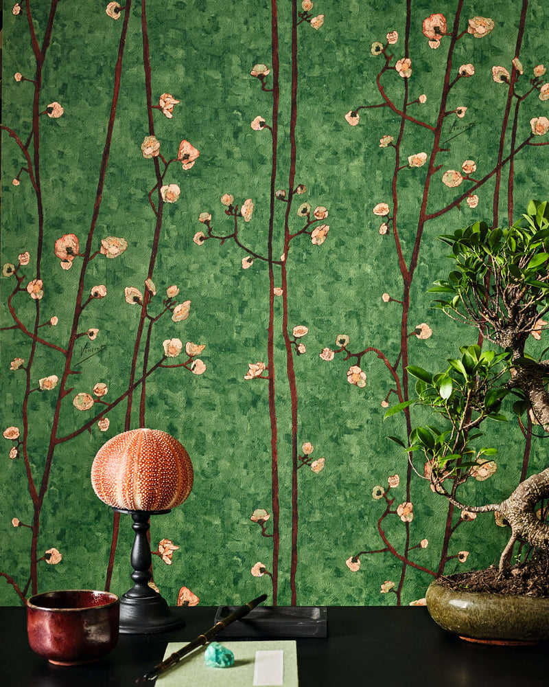 media image for Plum Branches Hunter Green Wallpaper by Walls Republic 271