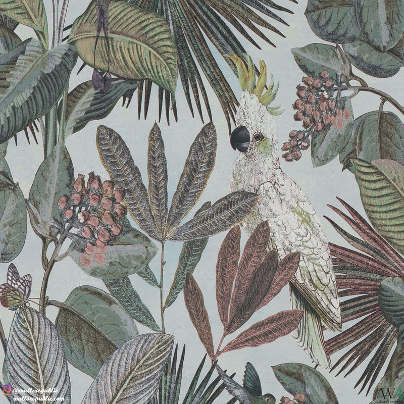 media image for Tropical Paradise Baby Blue Wallpaper by Walls Republic 28