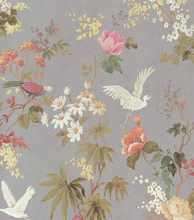 product image of Dreamy Vintage Birds and Floral Grey Wallpaper by Walls Republic 539