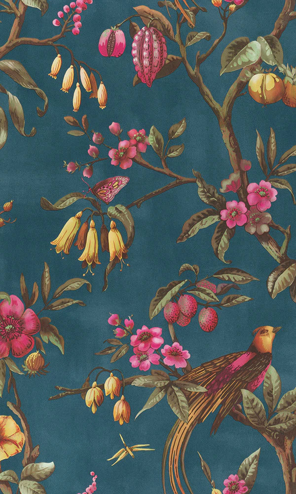 media image for Tropical Floral Branches Turquoise Wallpaper by Walls Republic 27