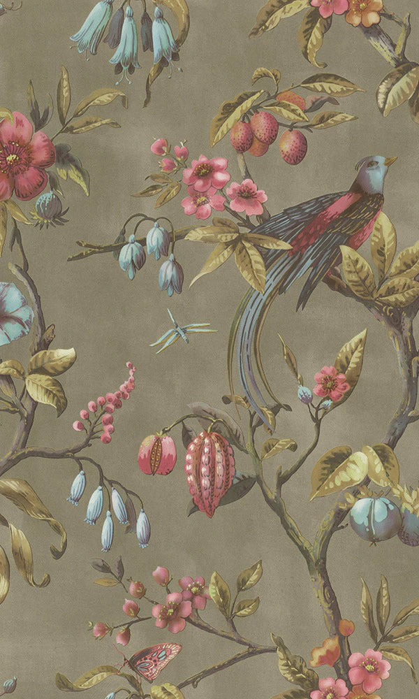 media image for Tropical Floral Branches Olive Wallpaper by Walls Republic 282