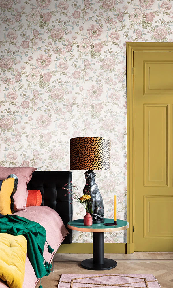 media image for Bold Vintage Blooming Floral Pink Wallpaper by Walls Republic 216