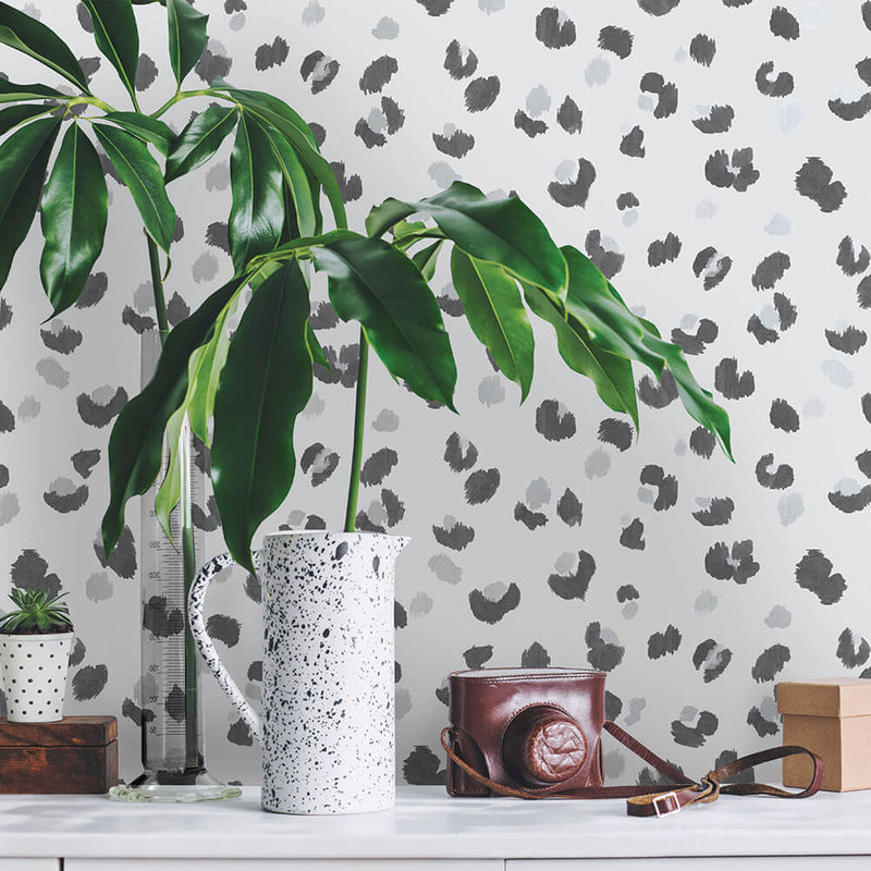 media image for Painted Leopard Grey Wallpaper by Walls Republic 266