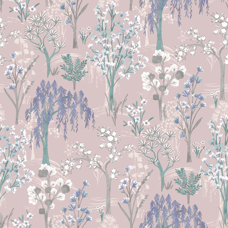 media image for Whimsical Botanicals Pink Wallpaper by Walls Republic 294