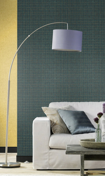 product image for Weathered Grid Royal Green Wallpaper by Walls Republic 43