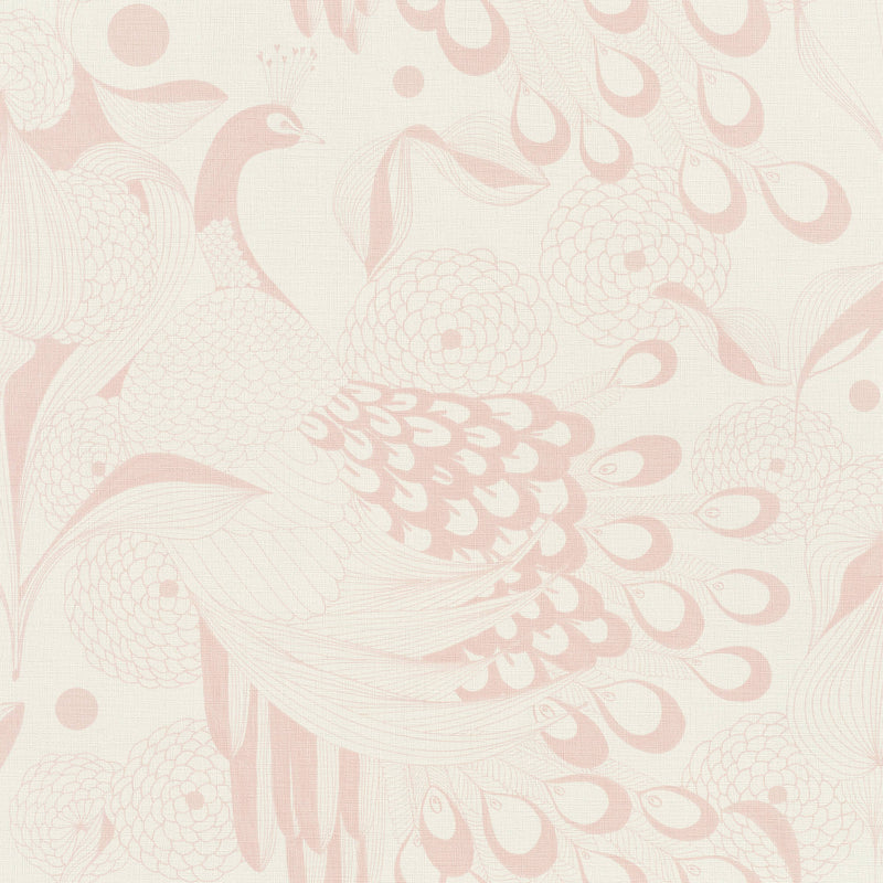 media image for Illustrated Peacocks Pink Wallpaper by Walls Republic 219