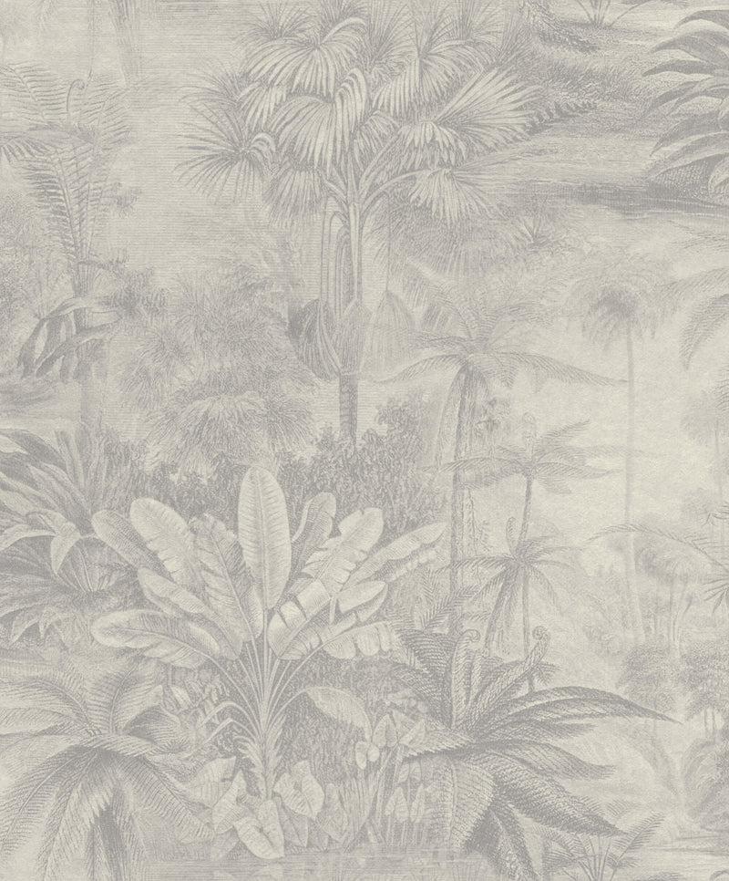 media image for Metallic Tropical Print Light Grey Wallpaper by Walls Republic 286