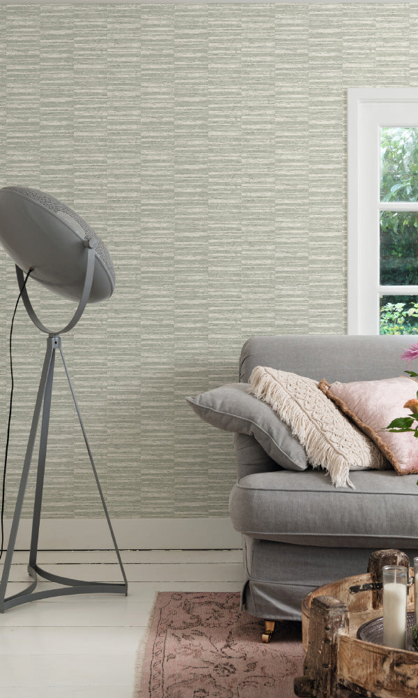 media image for Panelled Metallic Stripes Olive Grey Wallpaper by Walls Republic 244