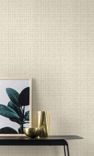 product image for Weathered Grid Cream Wallpaper by Walls Republic 96