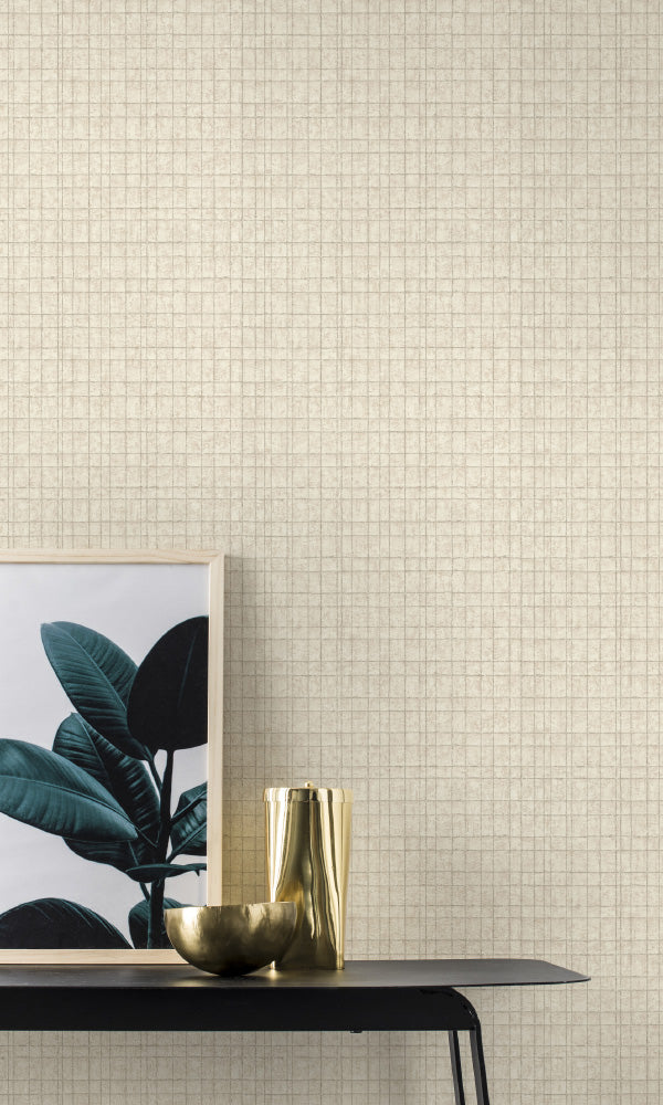 media image for Weathered Grid Cream Wallpaper by Walls Republic 26