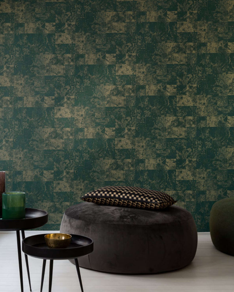 media image for Metallic Weathered Grid Green Wallpaper by Walls Republic 282