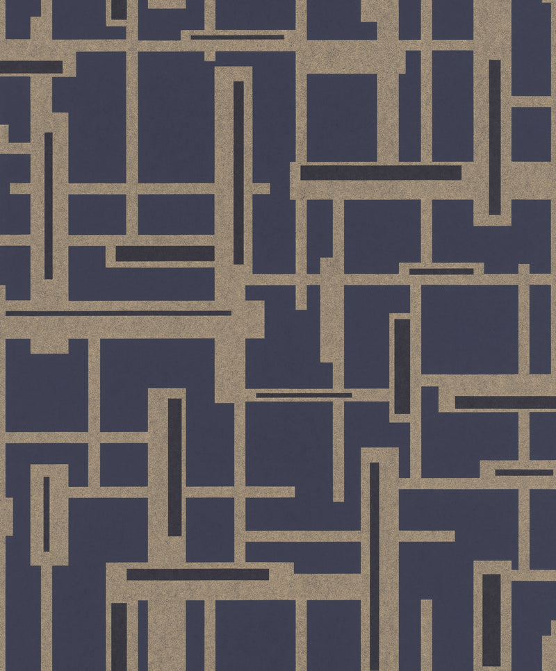 media image for Geometric Intersect Smoke Blue and Gold Wallpaper by Walls Republic 255
