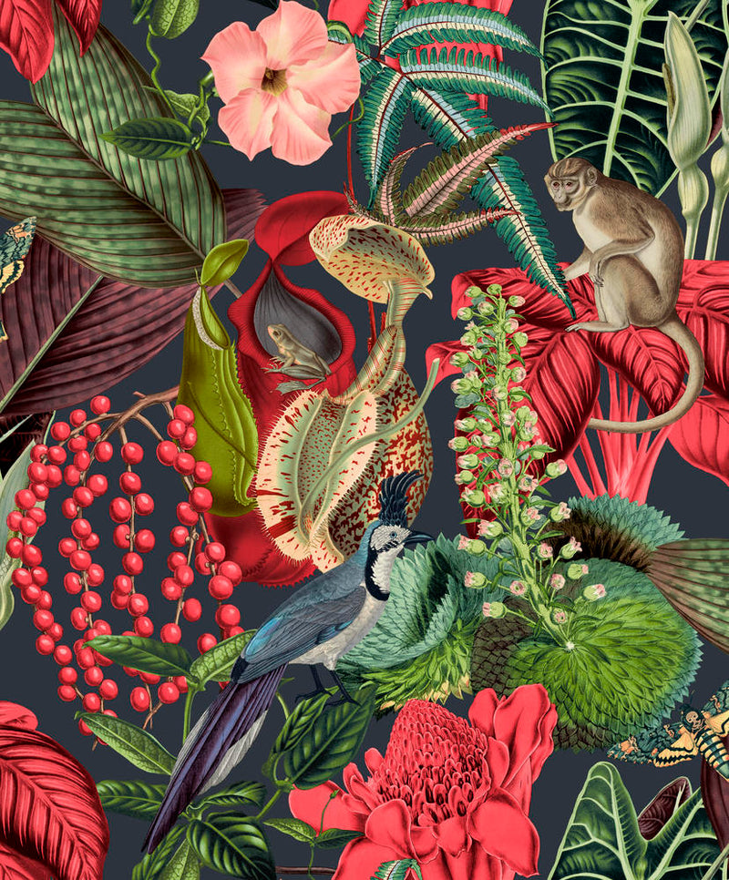 media image for Dreamy Jungle Tropical Pink Wallpaper by Walls Republic 279