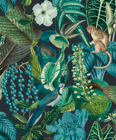 product image of Dreamy Jungle Tropical Blue Wallpaper by Walls Republic 545