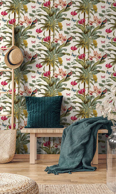 product image for Jungle Stripe Tropical Hot Pink Wallpaper by Walls Republic 18
