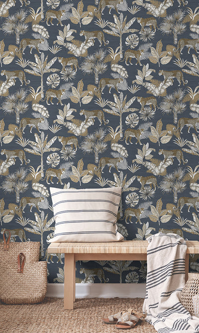 product image for Jungle Prowess Animal Print Midnight Black Wallpaper by Walls Republic 38