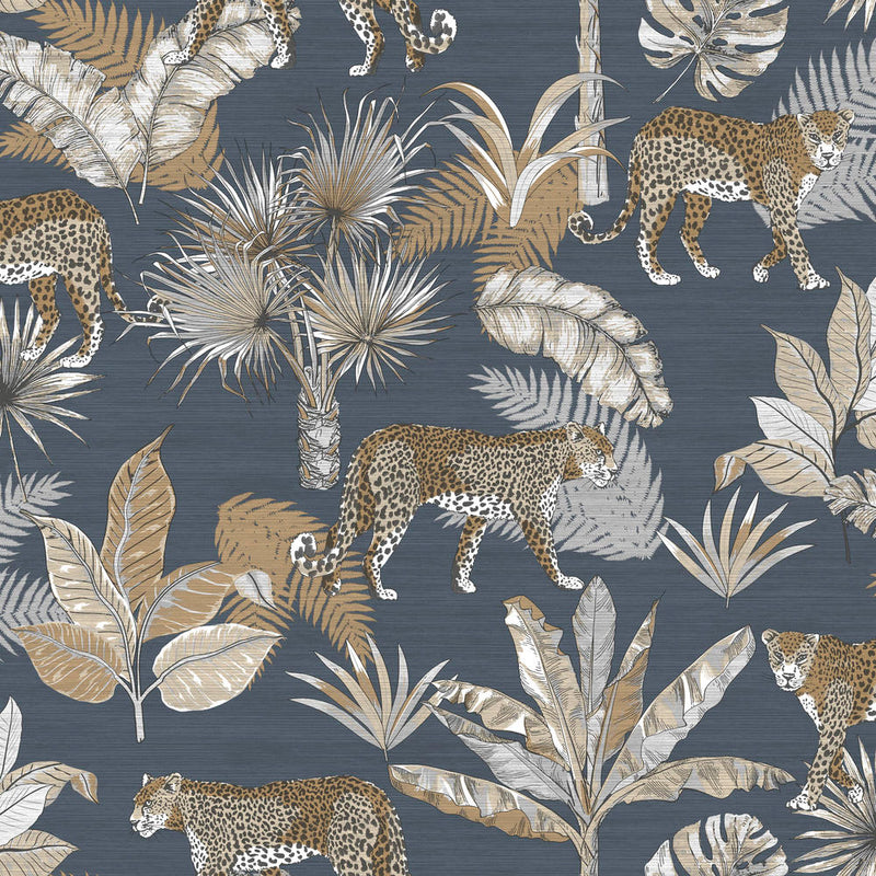 media image for Jungle Prowess Animal Print Midnight Black Wallpaper by Walls Republic 252