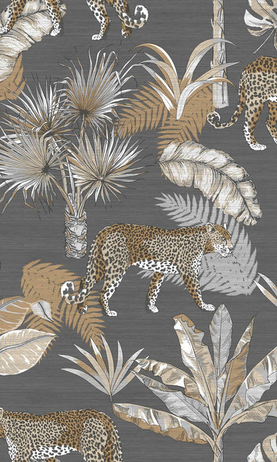 product image for Jungle Prowess Animal Print Dark Grey Wallpaper by Walls Republic 97