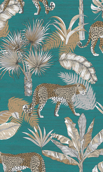 product image for Jungle Prowess Animal Print Teal Wallpaper by Walls Republic 30